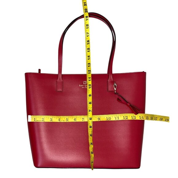 Kate Spade New York Red Leather Tote Bag BNWOT Structured Work Tote - Picture 15 of 16